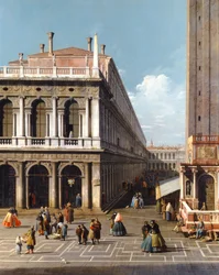 Venetsia, Piazza S. Marco, katsoen länteen Piazzettan pohjoispäästä, n. 1740 (öljy kankaalle)