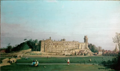 Näkymä Warwickin linnasta Giovanni Antonion kanavan maalaus, joka tunnetaan nimellä Canaletto (1697-1768) 1751 noin. Aurinko. 72x42 cm Englanti, Warwick Castle Collection