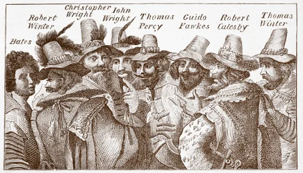 Gunpowder Plot Conspirators, vuoden 1606 kaiverruksen jälkeen (kaiverrus)