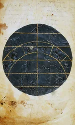 Pohjoinen taivaanpuolisko, miniatyyri, Ptolemaios (n. 100-175) tähtitieteellinen taulukko, hellenistinen sivilisaatio