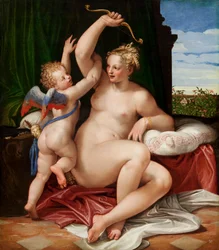 Venus riisuu Cupidon aseista, 1550-55