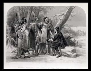 Roger Williams suojattu Narragansettsilta, 1636, 