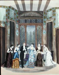 Kohtaus operetista, n. 1870-1880 (värilito)