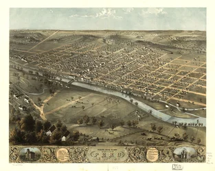 Perun kaupungin lintuperspektiivistä, Miami Co., Indiana 1868. LOC 73693386