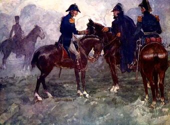 Vasta taistelun jälkeen Blucher ja Wellington tapasivat, 1815, 1905