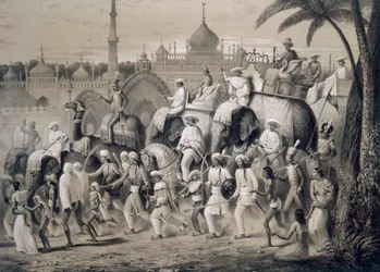 Lucknow, pääkatu, kirjasta Voyages in India, 1859.