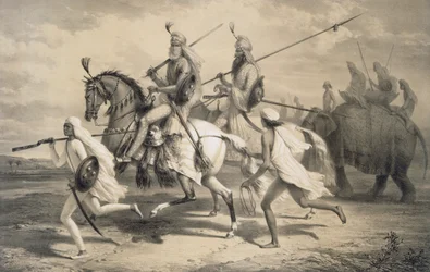 Sikhien päälliköt metsästämässä, 1858.