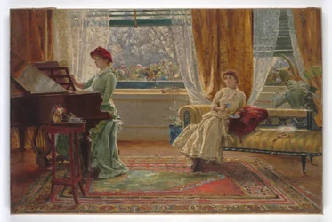 Sisustus kahdella naisella, 1880