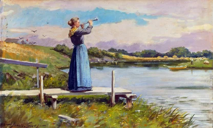 Diner horn. Abbott Fuller Gravesin (1859-1936) maalaus. Öljy kankaalle, 31,5 x 52 cm. Yksityiskokoelma.