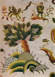 "Detail of English Crewel Work Bed-Curtain", c1680