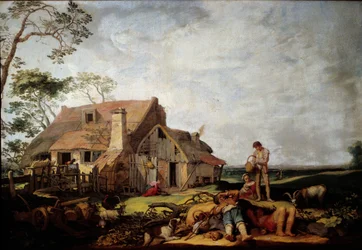 Maisema talonpoikien lepäämässä Abraham Bloemaertin (1564-1651) maalaus