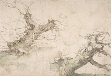 Studies of Two Pollard Willows, Verso: Wide Landscape Prospect, 1500-luvun loppu - 1600-luvun puoliväli.