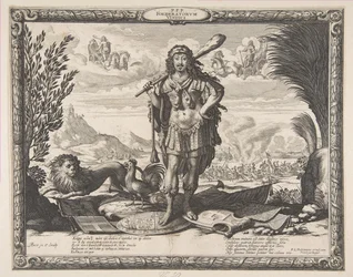 Ludvig XIII:n sodanjulistus Espanjalle: Kuningas Herkuleena, n. 1635.