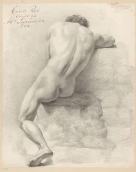 Istuva alaston mies, takaa katsottuna (1. palkinto 1820)