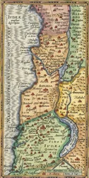 Abraham Orteliuksen vuonna 1624 laatima yksityiskohtainen kartta Pyhästä maasta.