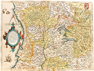 Ducatus Mediolanensis, Maailman rajat ja alueet Milanon herttuan maantieteellinen kartta Abraham Orteliuksen (Oertel, Ortell tai Ortel) "Theatrum Orbis Terrarumista"