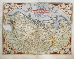 Alankomaiden kartta, Abraham Orteliuksen teoksesta Theatrum Orbis Terrarum.