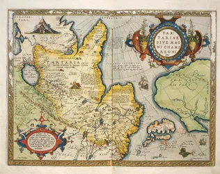Tartarin kartta, Pohjois-Keski-Aasia, Theatrum Orbis Terrarumilta, kirjoittanut Abraham Ortelius