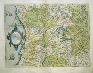 Italian Milanon herttuakunnan kartta Abraham Orteliuksen Theatrum Orbis Terrarumilta