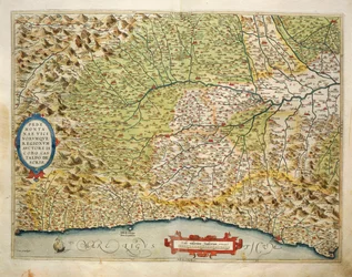 Italian Piemonten alueen kartta Theatrum Orbis Terrarumilta, kirjoittanut Abraham Ortelius