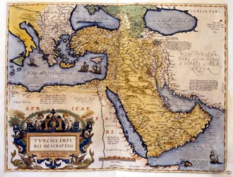 Ottomaanien valtakunta vuonna 1588. Abraham Orteliuksen atlas.