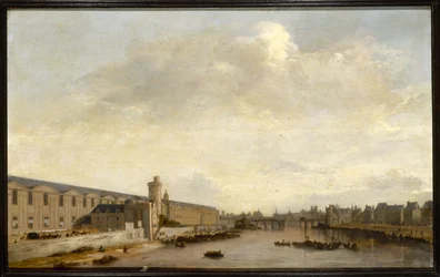 Grande Galerie du Louvre, jossa on Porte Neuve ja Tour de Bois, noin 1640 (öljy puulle).