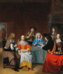 Sisustus ja elegantti pelikortit, 1660-luku.