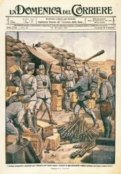Itävallan barbaarit valmistautuvat hyökkäykseen ala-Isonzossa, kuva La Domenica del Corrieresta, 23. heinäkuuta