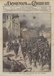 Italian Gorizia, voittajajoukkojen saapuminen valloitettuun kaupunkiin