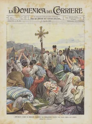 Mignanon (Casertan) seismiset liikkeet, maasta paennut väestö rukoilee ulkona