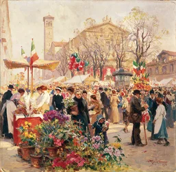 Italia, Milano, Kukkanäyttely Piazza Sant