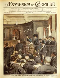 Maria Tarnowska oikeudenkäynnissä Venetsiassa, kirjoittanut Achille Beltrame, kuvitus, kuvittaja Achille Beltrame (1871-1945), La Domenica del Corrierista