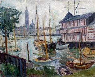 Lampi ja kalastusaluksia Achille-Emilen (Achille Emile) maalaus Othon Friesz (1879-1949) 1900-luku Le Havre, Musee des Beaux Arts