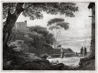 Albano-järvi. (kaiverrus noin 1820)