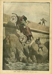 Kuva Achille Lemotista (1846-1909) Le Pelerinissä, 5.5.2007 - Cannesissa Liegardin auto putoaa mereen - Sekalaista faktaa, autot, merenkulku, merenranta, onnettomuudet, katastrofit