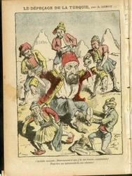Kuva Achille Lemotista (1846-1909) Le Pelerinissä, 25.10.08 - Turkin tuhoutuminen - Turkki, uskonto, Balkan, Bulgaria, Bosnia ja Hertsegovina, Kreeta, katolinen katolilaisuus - Abdul-Hamid II (1842-1918)