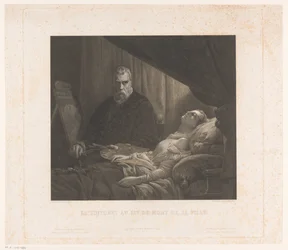 Il Tintoretto esittää tytärtään kuolinvuoteella Le Tintoret au lit de mort de sa fille (otsikko esineessä)
