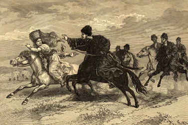 Kaiverrus teokseen "Maan kansat" 1890 (kaiverrus)