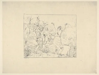 Vapaita mustia ihmisiä Haitissa, sarjasta Confederate War Etchings, 1861-63.