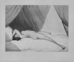 Makaava alaston verhovuoteella [Emma Hamilton], 1. marraskuuta 1797