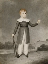 Muotokuva Edward Curriesta pitelemässä krikettimailaa, 1830