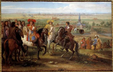 Kuningas Ludvig XIV ennen Fivesin prinssiä Lillessä elokuussa 1667 Adam Frans Van der Meulenin (1632-1690) maalaus (ec.flam.) 1667 su. 0,52x0,8 m - Kuningas Ludvig XIV Lillen piirityksessä vastapäätä Fives Priorya, elokuu 1667. Mainoksen maalaus