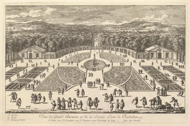 Richelieun näkymä Grand Parterreen ja puolikuuhun, 1600-luku.