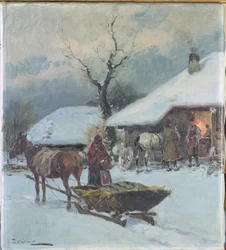 Rekiä talon edessä, 1930