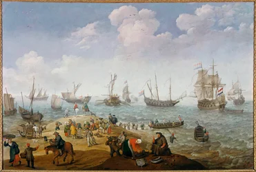 Kalastuskohtausmaalaus Adam Willaerts (1577-1664) 1600-luku Yksityinen kokoelma