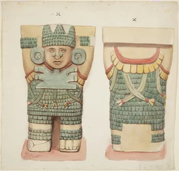 Caryatid X, näyttää edestä ja takaa (akvarelli)