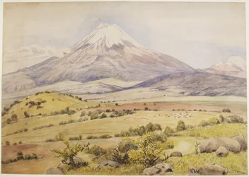 Pilvi tulossa klo 10.30 Popocatepetl, Atlixco, Puebla, Meksiko (akvarelli ja bodycolor)