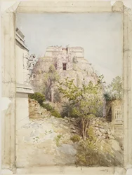 Taikurin talo, Uxmal, Meksiko (akvarelli)