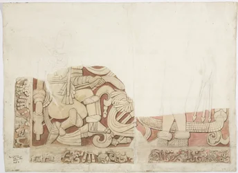 Osa alttarista Jaguaarien ylemmässä temppelissä, temppeli E, Chichen Itza, Meksiko