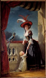 Kokovartalomuotokuva Ranskan Louise Elisabethista (Ludvig XV:n tytär), Parman herttuattaresta (1727-1759), ja hänen pojastaan Don Ferdinandista (1751-1802). Adélaïde Labille-Guiardin (1749-1803) maalaus, 1788. Mitat: 2,72 x 1,6 m